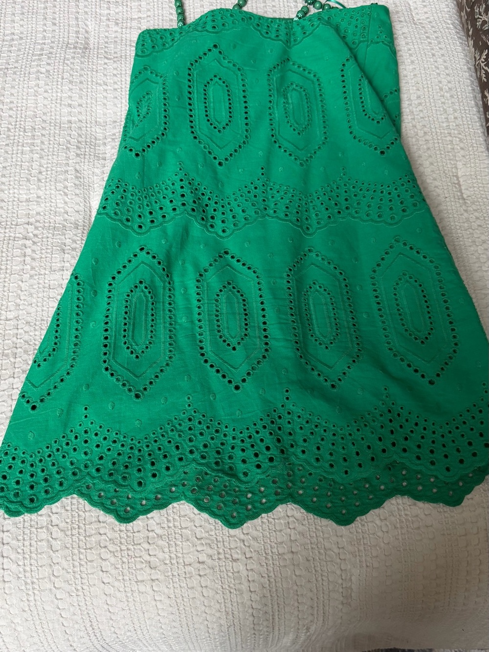 Green Eyelet Mini Dress - Sleeveless Summer Dress